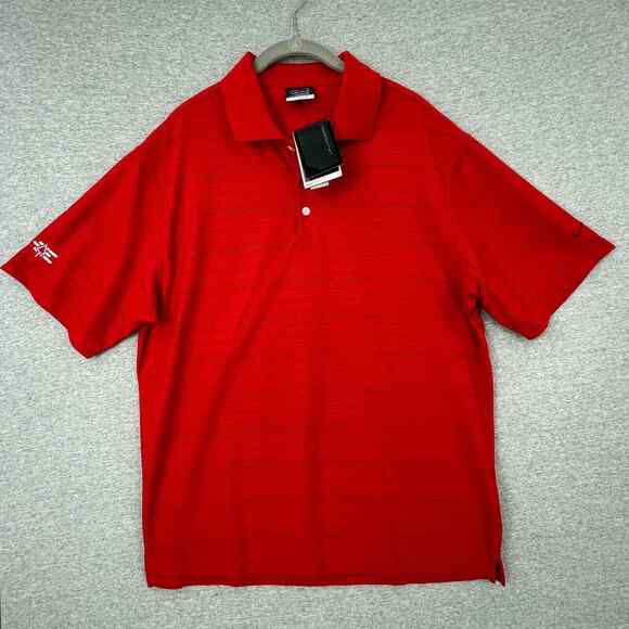 Nike Golf Shirt Mens Medium Red Polo Short Sleeve Fit Dry Collar Logo - Picture 1 of 12